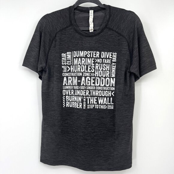 Lululemon Metal Vent Tech Short Sleeve Black Heather Urbanathlon Men’s Size Medi - Picture 1 of 15